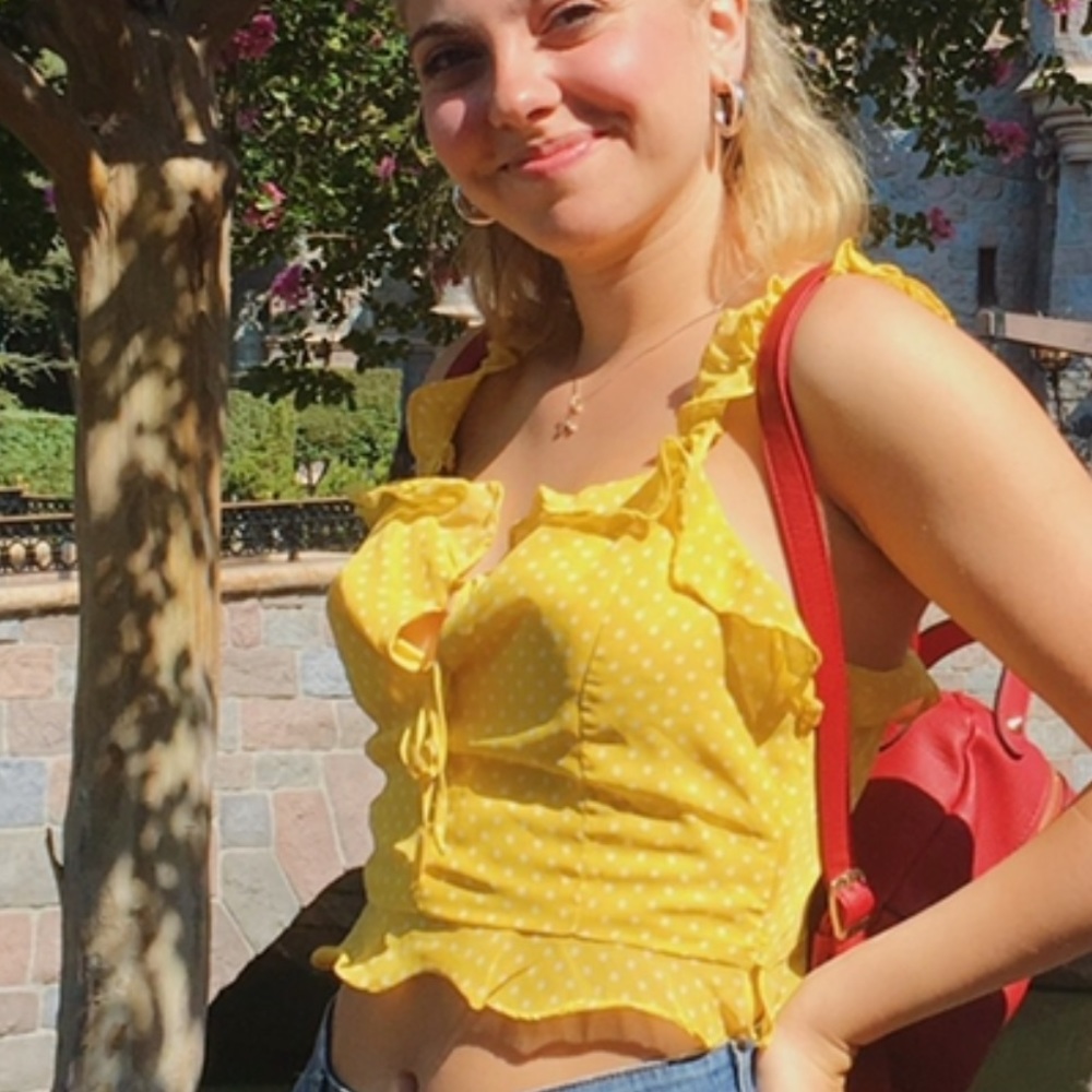 Yellow polka dot crop top